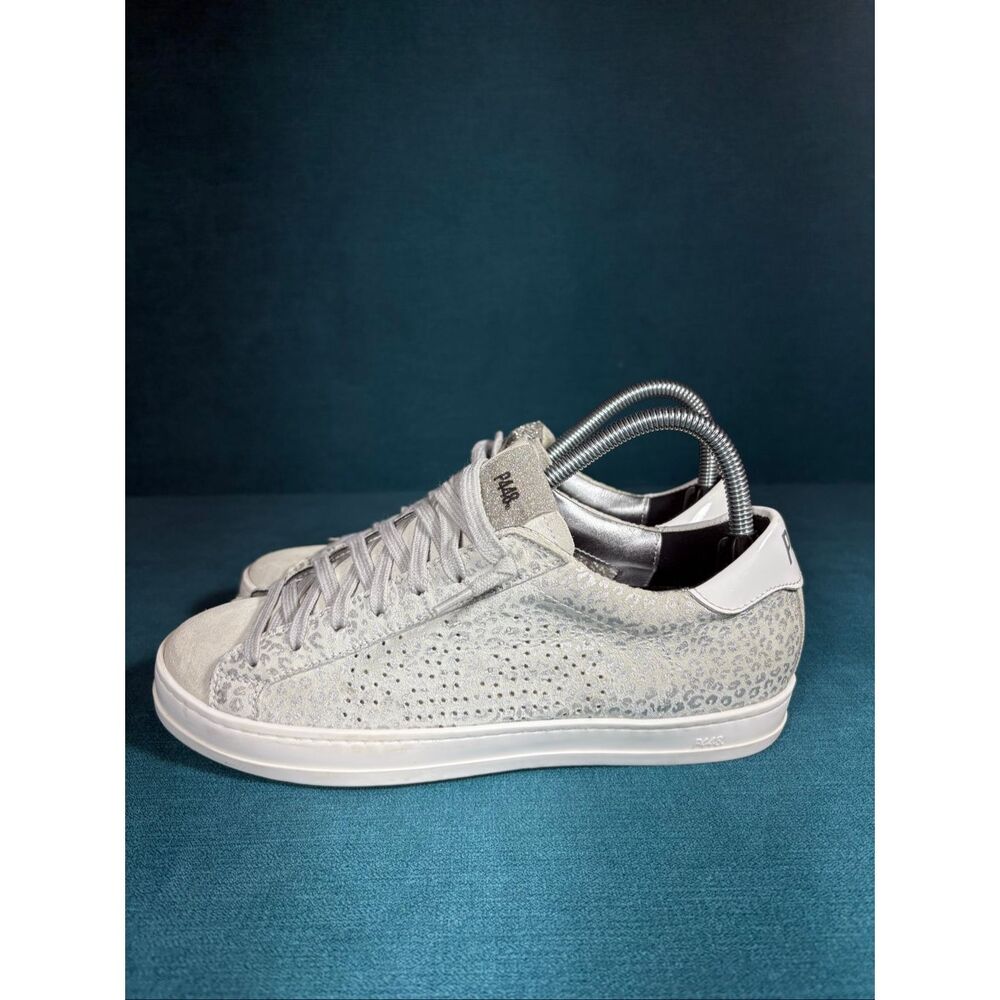 P448 John White Silver Leopard Print Sneakers Made In Italy Women’s EU 38 / US 8